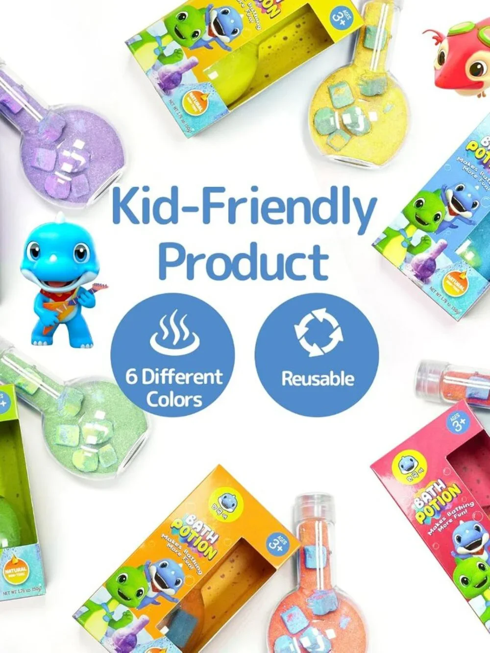 NEW 6 Pack Bath Toys Kids Bath Bomb Potion, Scientific Soap Magical Fizzes